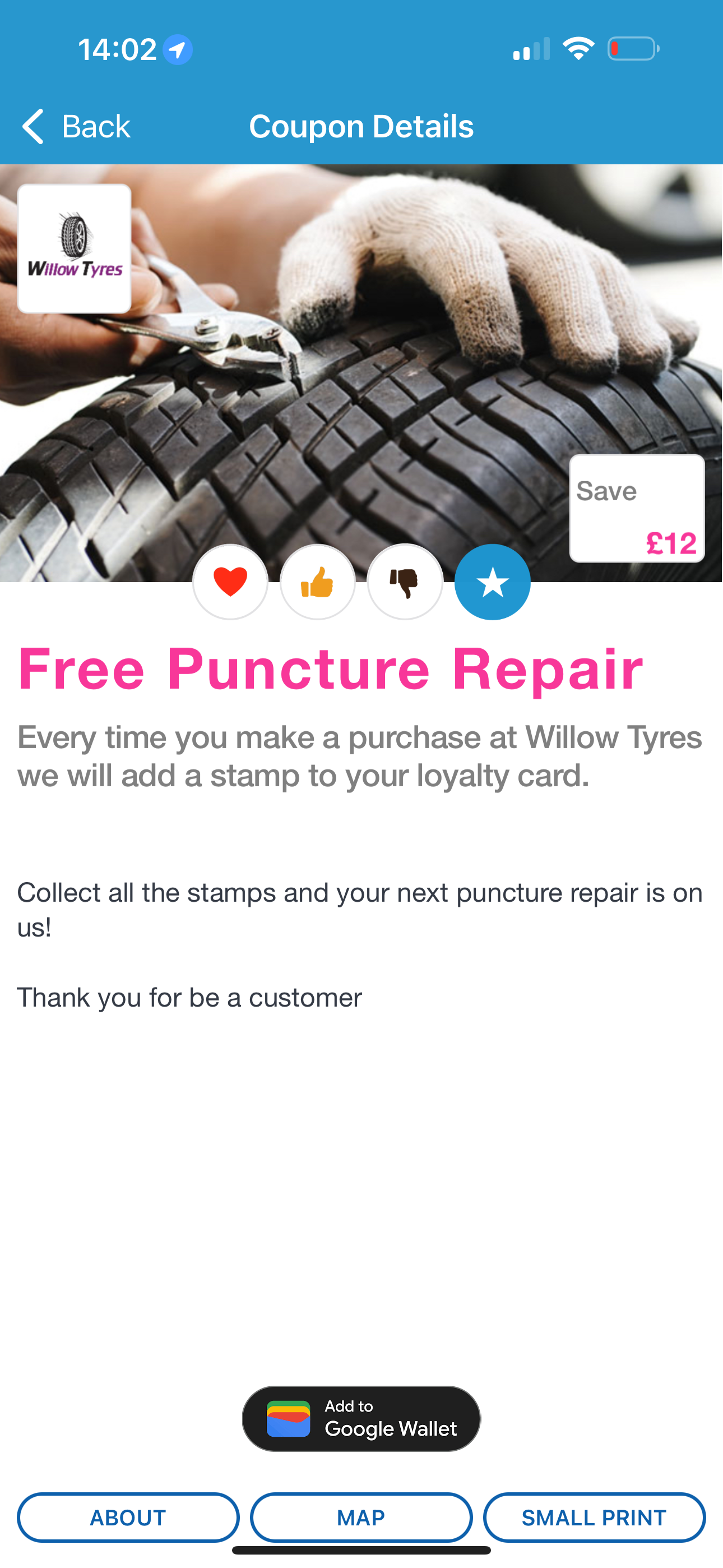 CouponBank Willow Tyres free puncture repair coupon